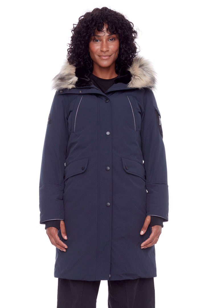 LAURENTIAN | WOMEN'S VEGAN DOWN (RECYCLED) LONG PARKA, NAVY