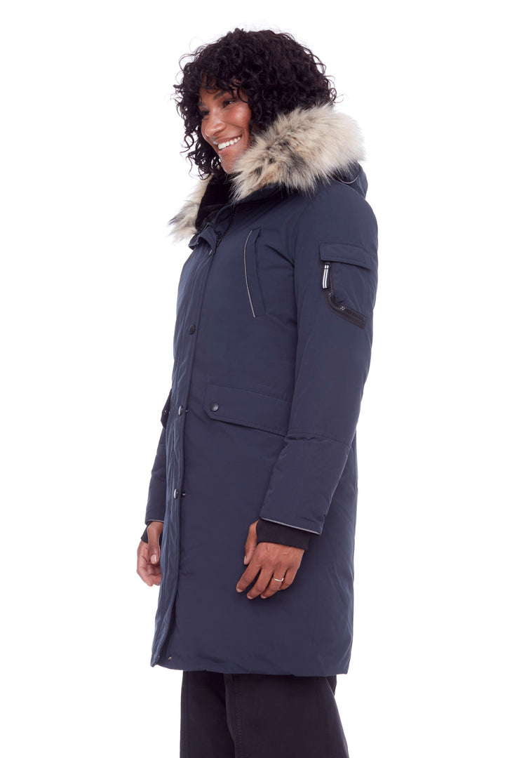 LAURENTIAN | WOMEN'S VEGAN DOWN (RECYCLED) LONG PARKA, NAVY