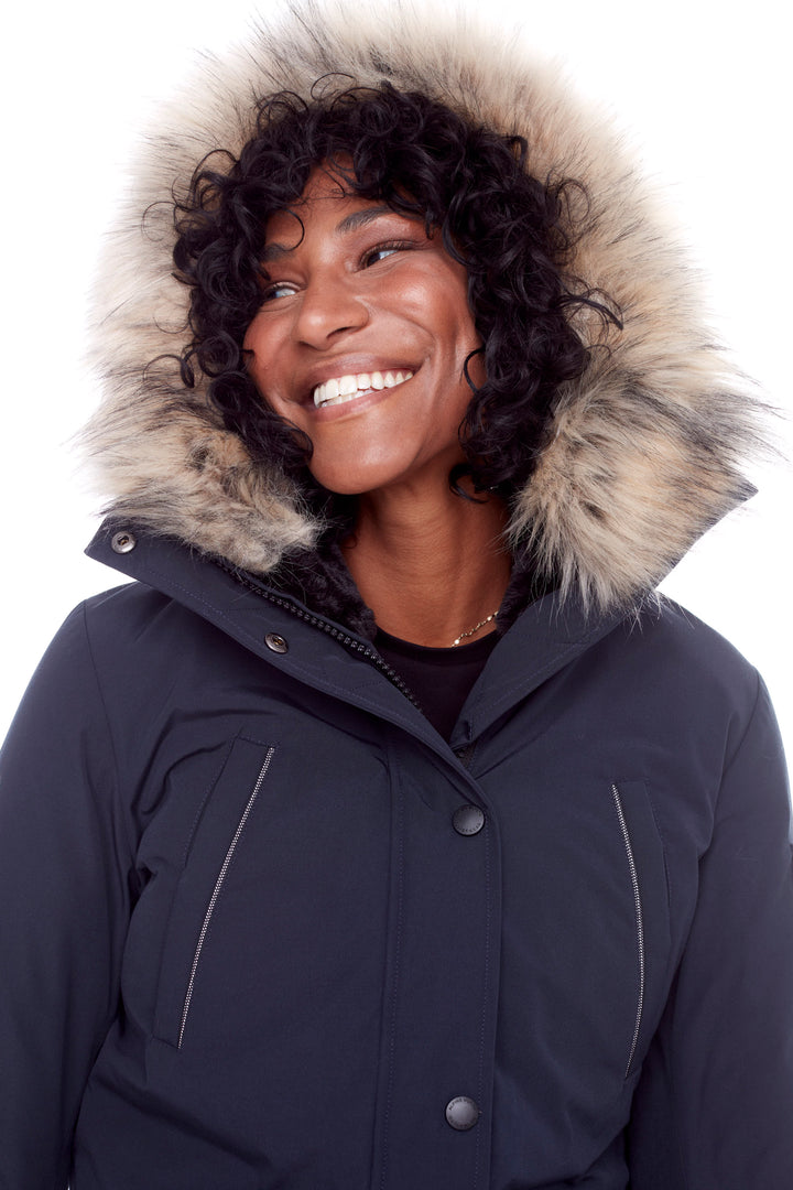 LAURENTIAN | WOMEN'S VEGAN DOWN (RECYCLED) LONG PARKA, NAVY