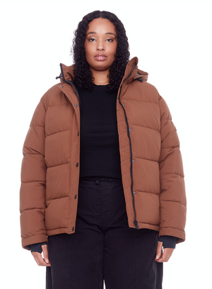 FORILLON PLUS | WOMEN'S VEGAN DOWN (RECYCLED) SHORT PUFFER JACKET, MAPLE (PLUS SIZE)