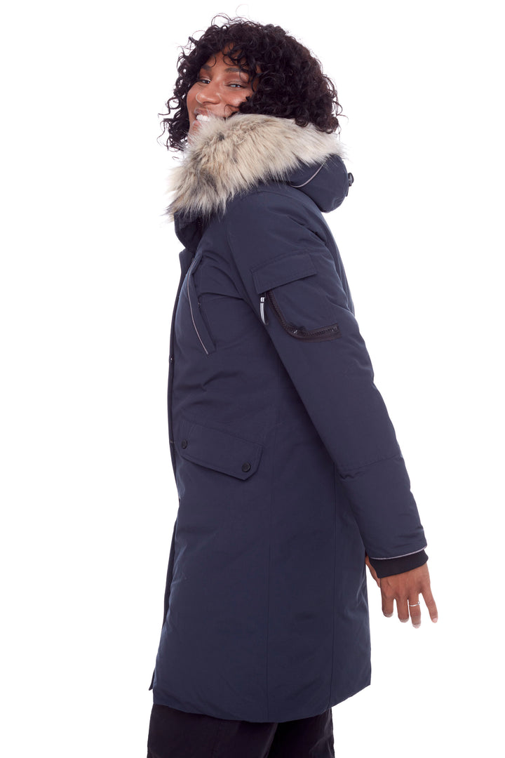 LAURENTIAN | WOMEN'S VEGAN DOWN (RECYCLED) LONG PARKA, NAVY