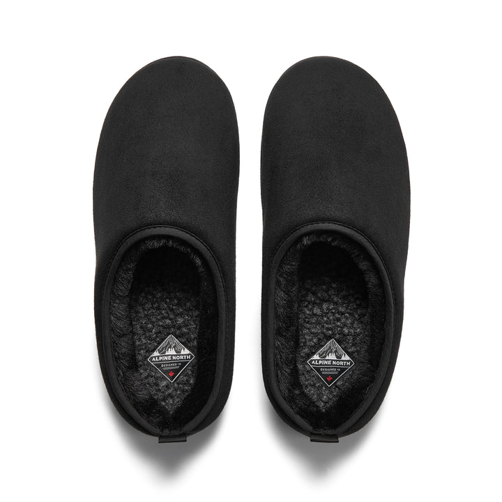 CANMORE | INSULATED FAUX SUEDE SLIPPERS, BLACK