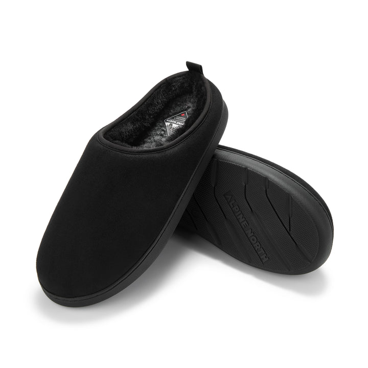 CANMORE | INSULATED FAUX SUEDE SLIPPERS, BLACK