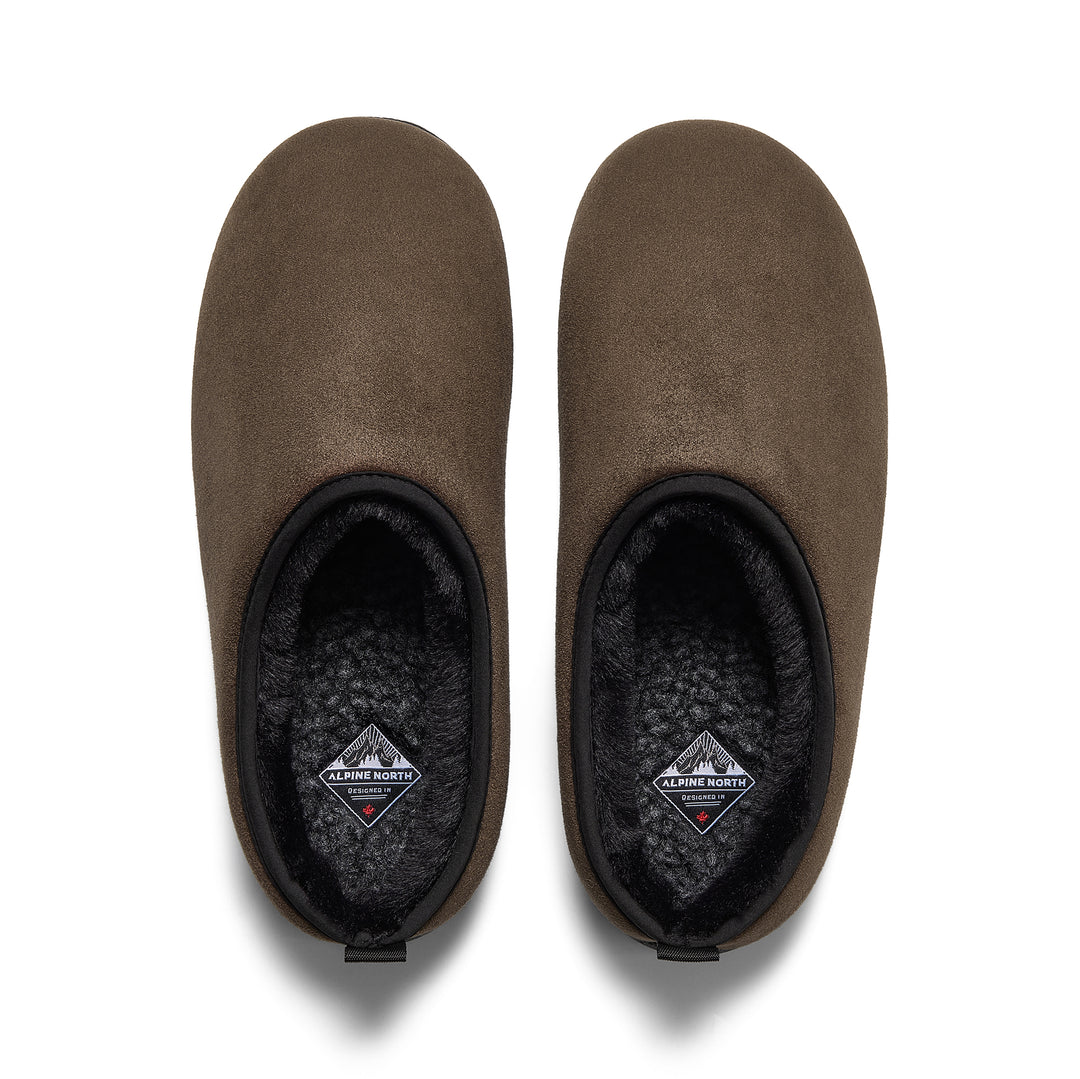 CANMORE | INSULATED FAUX SUEDE SLIPPERS, COFFEE
