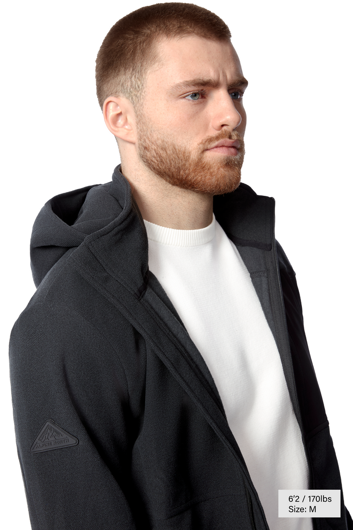 MEN'S FLEECE FULL ZIP SWEATER, BLACK HEATHER