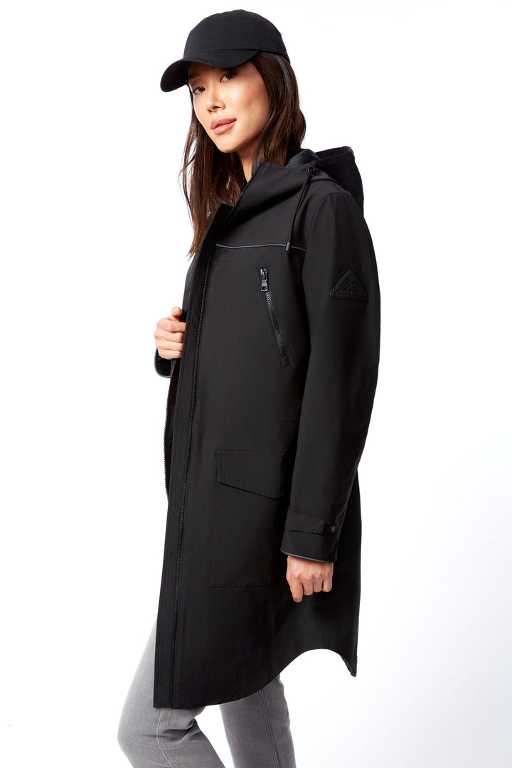 KUSAWA | WOMEN'S DRAWSTRING RAINCOAT, BLACK