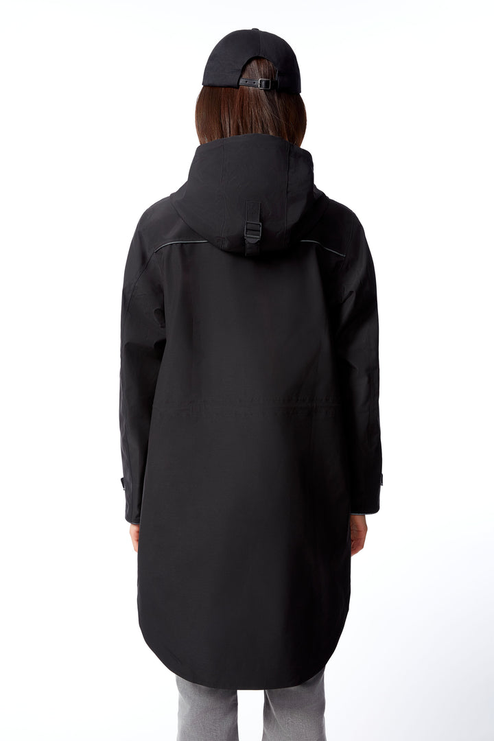KUSAWA | WOMEN'S DRAWSTRING RAINCOAT, BLACK