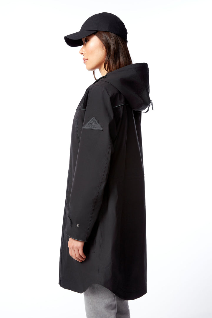 KUSAWA | WOMEN'S DRAWSTRING RAINCOAT, BLACK