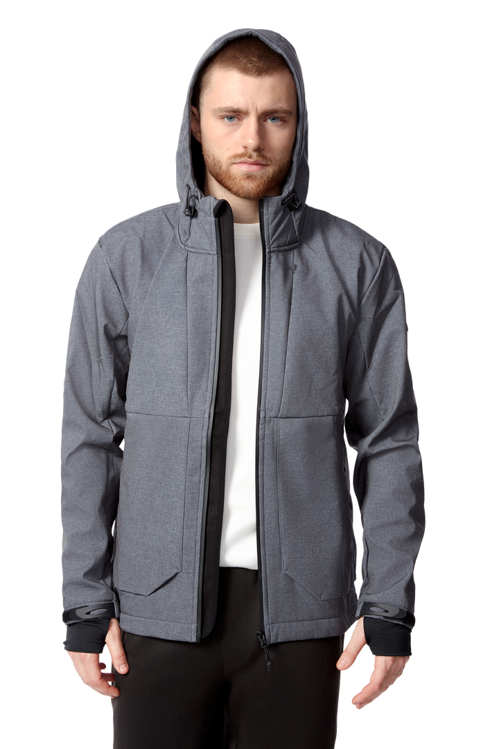 TOFINO | MEN'S FLEECE LINED SOFTSHELL WINDBREAKER, DARK GREY