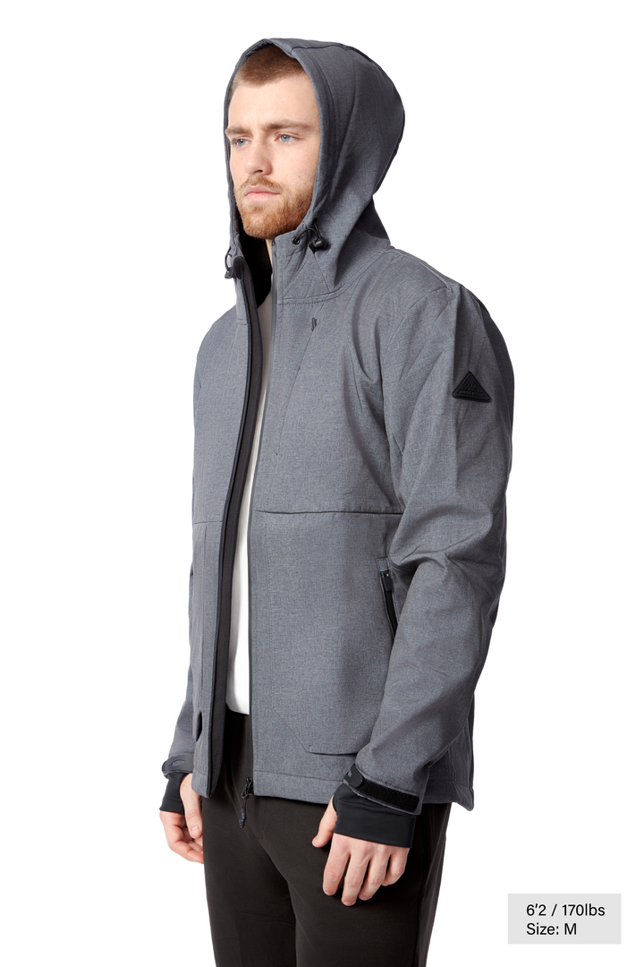 TOFINO | MEN'S FLEECE LINED SOFTSHELL WINDBREAKER, DARK GREY