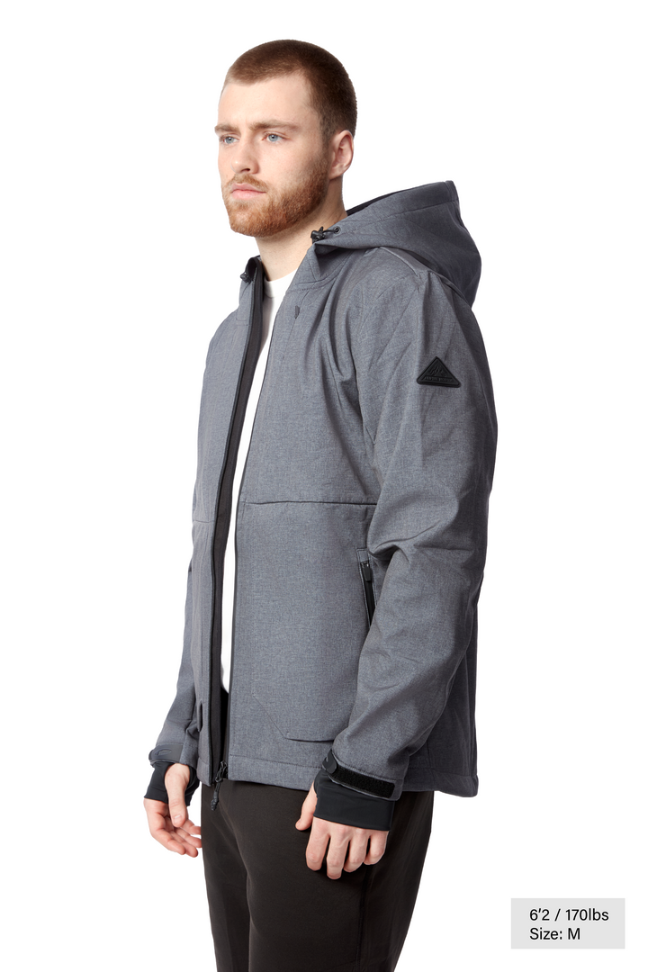 TOFINO | MEN'S FLEECE LINED SOFTSHELL WINDBREAKER, DARK GREY