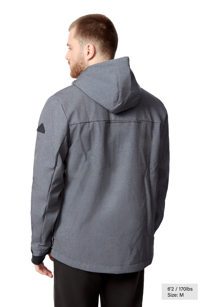 TOFINO | MEN'S FLEECE LINED SOFTSHELL WINDBREAKER, DARK GREY