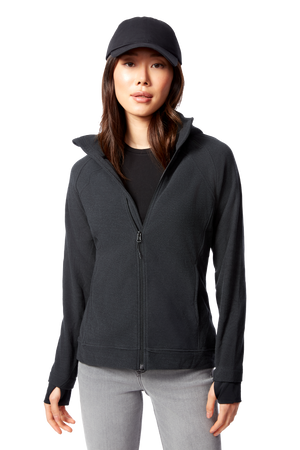 CASSIDY | WOMEN'S FLEECE FULL ZIP SWEATER, BLACK HEATHER
