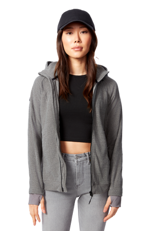 CASSIDY | WOMEN'S FLEECE FULL ZIP SWEATER, GREY HEATHER