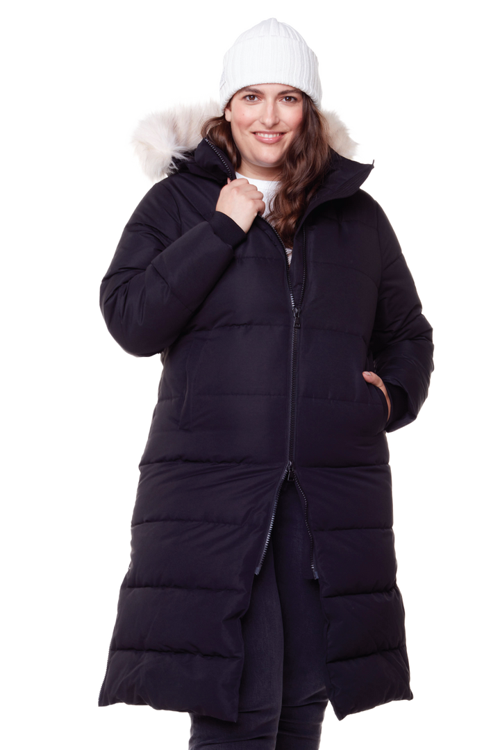 KLUANE PLUS | WOMEN'S VEGAN DOWN (RECYCLED) ULTRA LONG LENGTH PARKA, BLACK (PLUS SIZE)