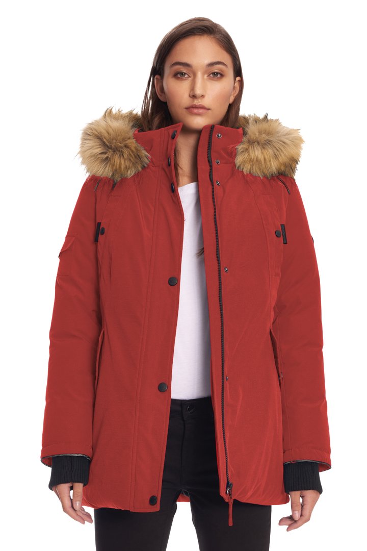 GLACIER | WOMEN'S VEGAN DOWN (RECYCLED) PARKA, CRIMSON