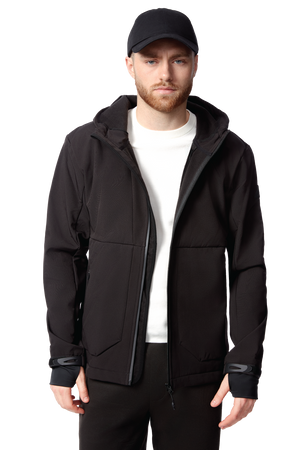 TOFINO | MEN'S FLEECE LINED WATER-REPELLENT SOFTSHELL JACKET, BLACK