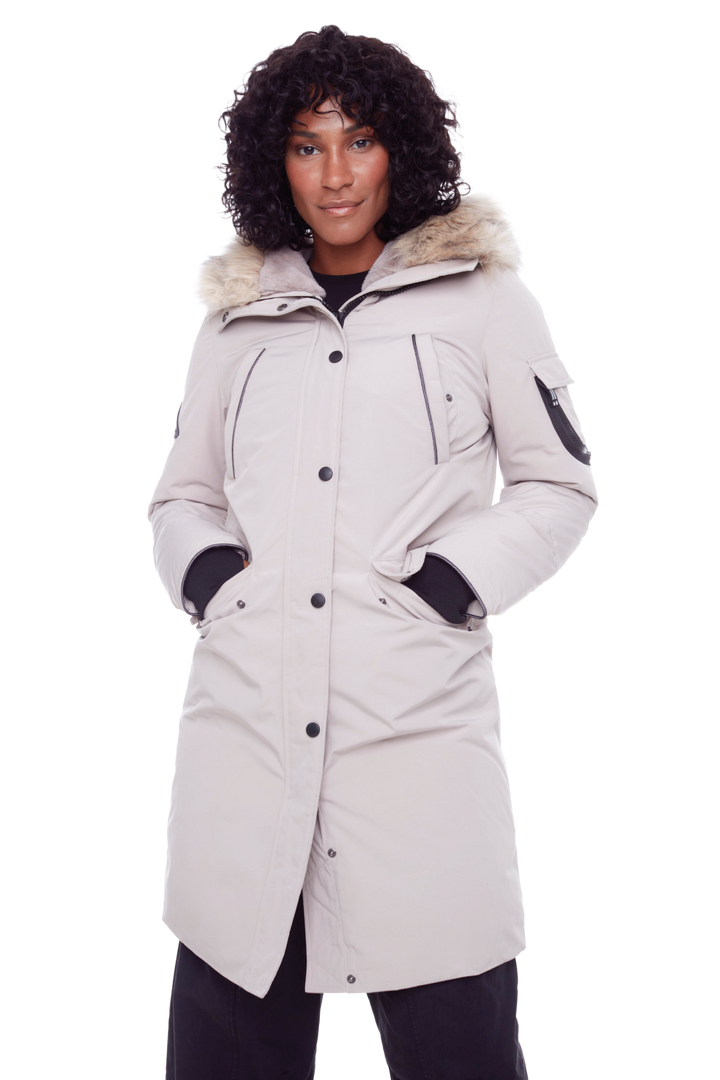 LAURENTIAN | WOMEN'S VEGAN DOWN (RECYCLED) LONG PARKA, TAUPE