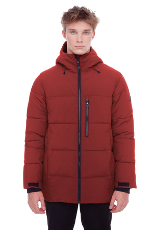 BANFF | MEN'S VEGAN DOWN (RECYCLED) MID-WEIGHT QUILTED PUFFER JACKET, DEEP RED