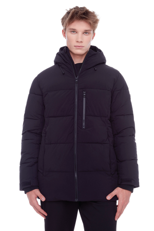 BANFF | MEN'S VEGAN DOWN (RECYCLED) MID-WEIGHT QUILTED PUFFER JACKET, BLACK