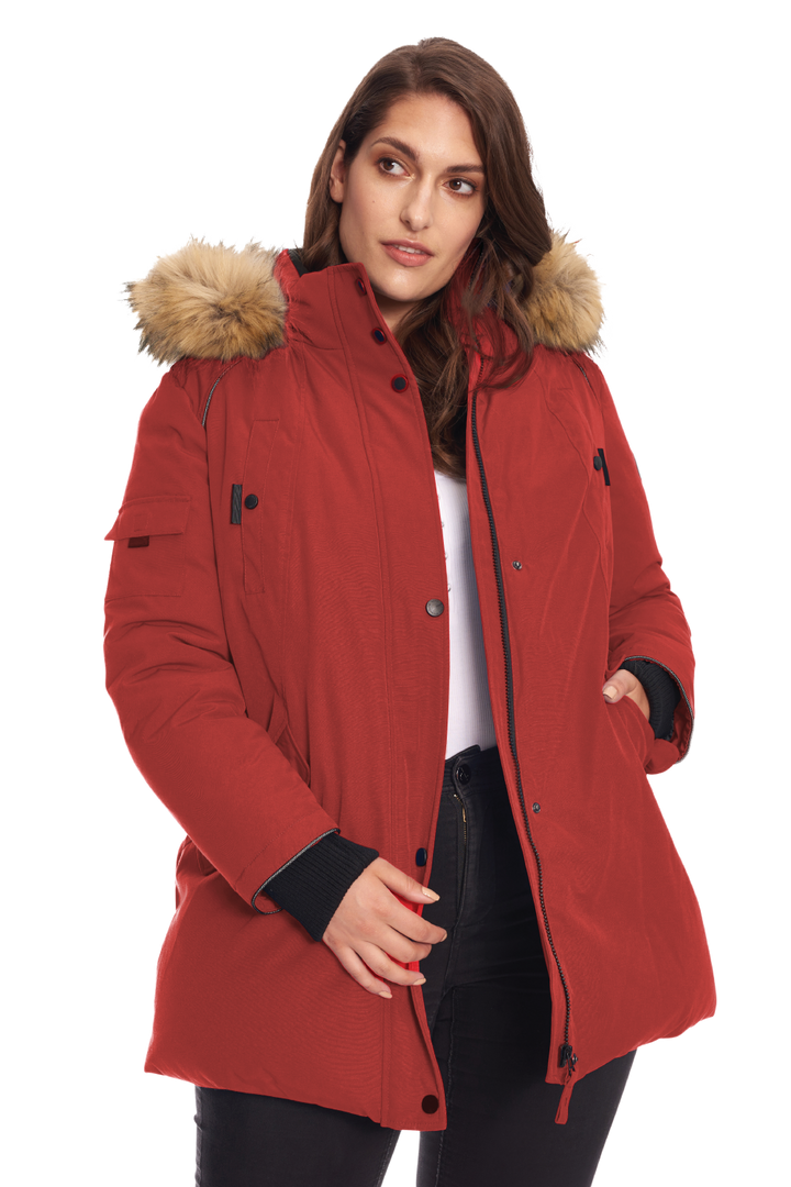 GLACIER PLUS | WOMEN'S VEGAN DOWN (RECYCLED) PARKA, CRIMSON (PLUS SIZE)