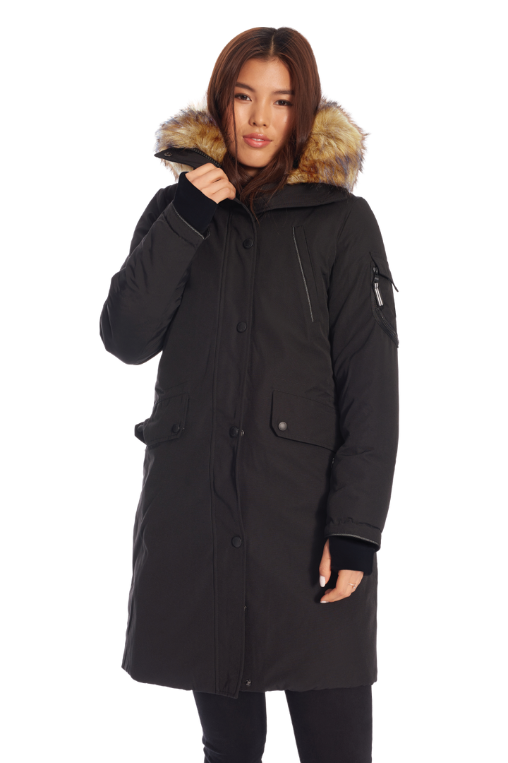 LAURENTIAN | WOMEN'S VEGAN DOWN (RECYCLED) LONG PARKA, BLACK