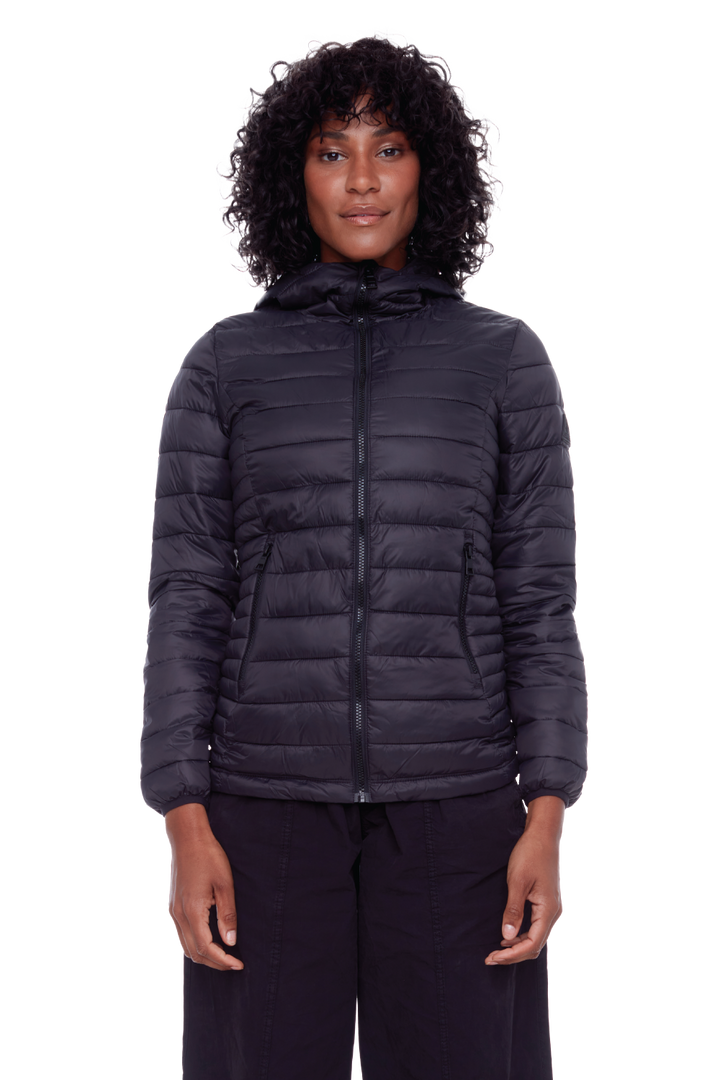 YOHO LADIES' | WOMEN'S VEGAN DOWN (RECYCLED) LIGHTWEIGHT PACKABLE PUFFER, BLACK