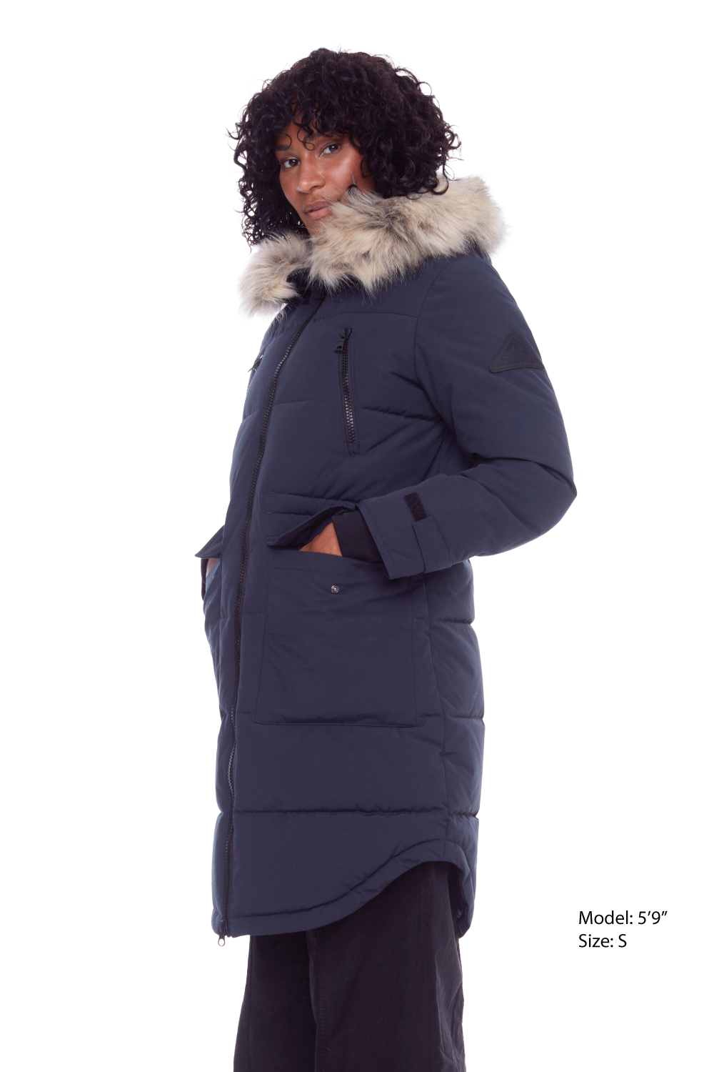 UKON | WOMEN'S VEGAN DOWN (RECYCLED) DRAWSTRING PARKA, NAVY