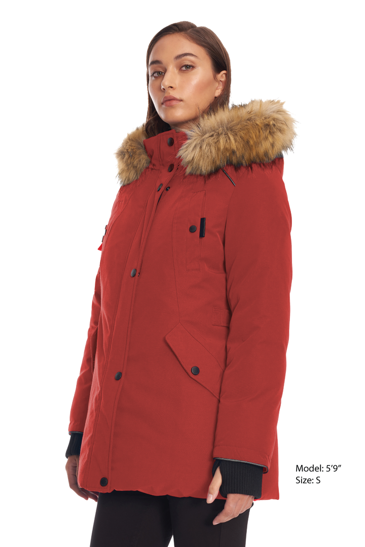 GLACIER | WOMEN'S VEGAN DOWN (RECYCLED) PARKA, CRIMSON