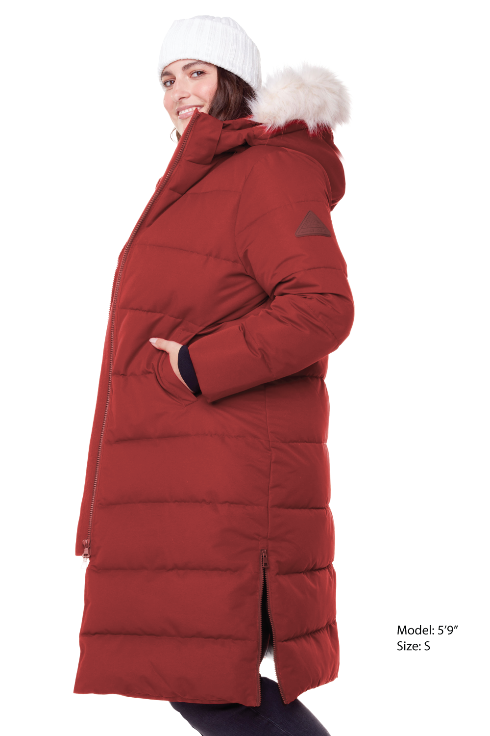 KLUANE PLUS | WOMEN'S VEGAN DOWN (RECYCLED) ULTRA LONG LENGTH PARKA, DEEP RED (PLUS SIZE)