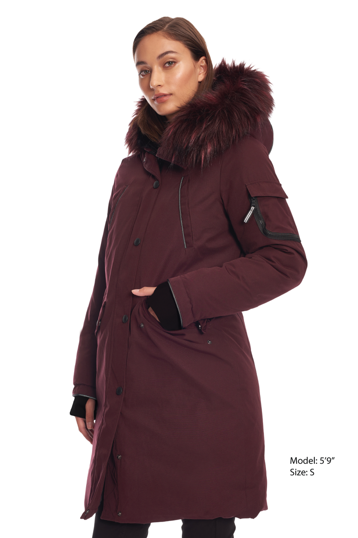 LAURENTIAN | WOMEN'S VEGAN DOWN (RECYCLED) LONG PARKA, GRAPE