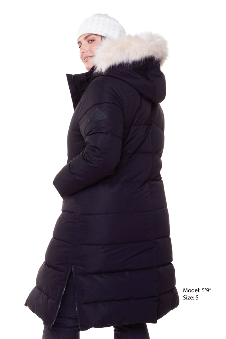 KLUANE PLUS | WOMEN'S VEGAN DOWN (RECYCLED) ULTRA LONG LENGTH PARKA, BLACK (PLUS SIZE)