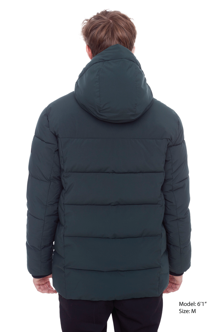 BANFF | MEN'S VEGAN DOWN (RECYCLED) MID-WEIGHT QUILTED PUFFER JACKET, DEEP GREEN