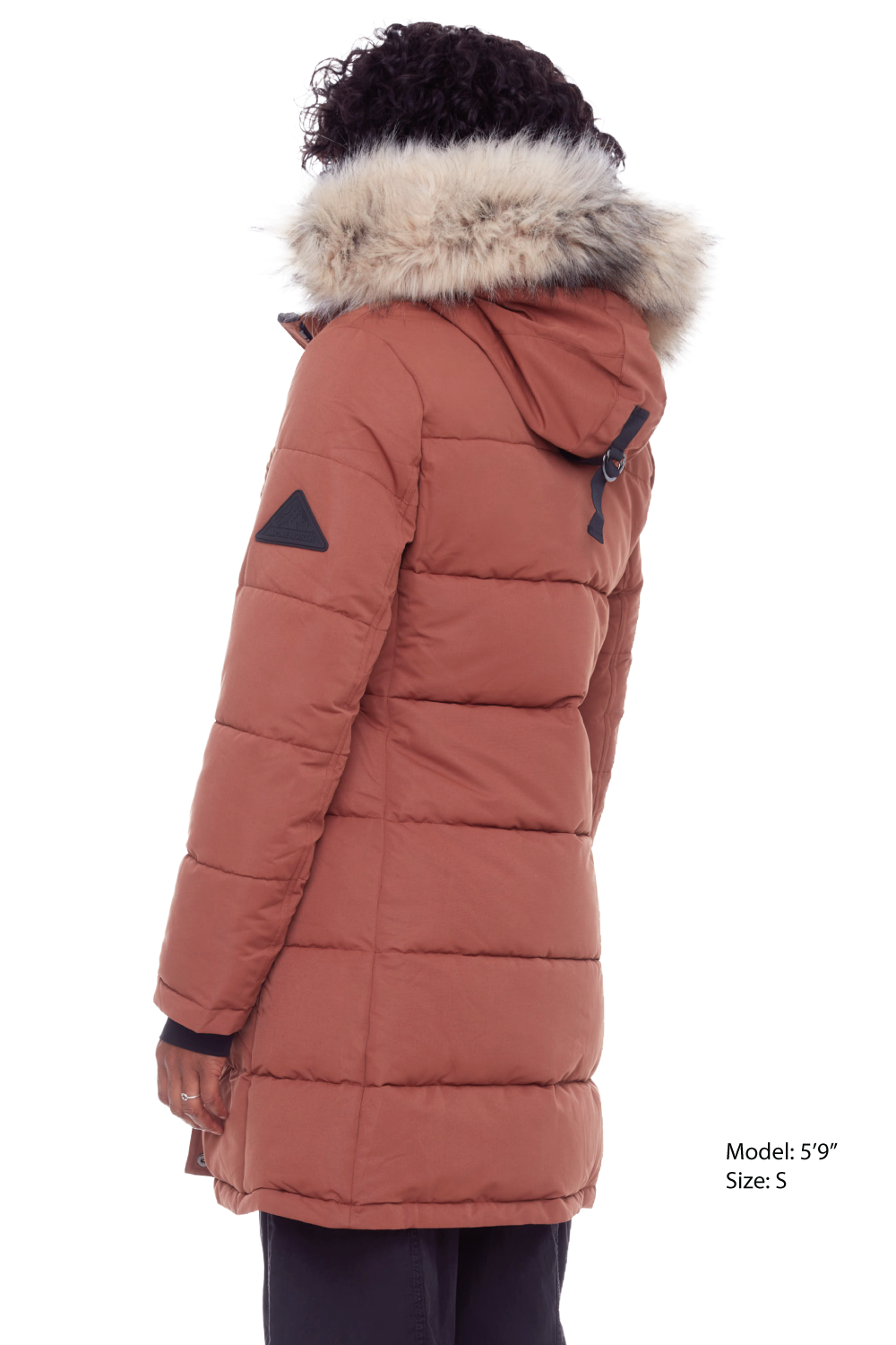 AULAVIK | WOMEN'S VEGAN DOWN (RECYCLED) MID-LENGTH HOODED PARKA COAT, MAPLE