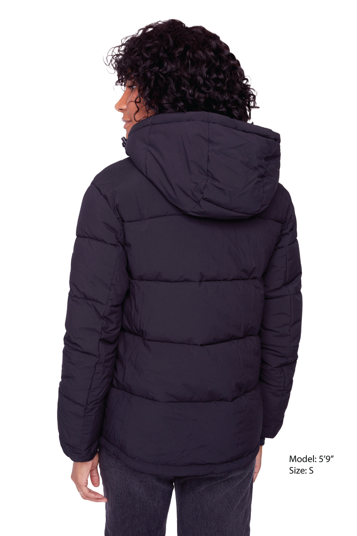 FORILLON | WOMEN'S VEGAN DOWN (RECYCLED) SHORT PUFFER JACKET, BLACK