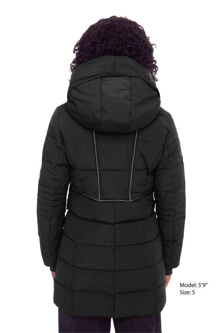 KOOTNEY | WOMEN'S VEGAN DOWN (RECYCLED) MID-LENGTH PARKA, BLACK