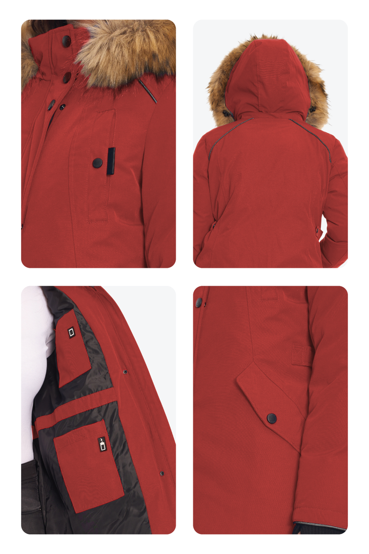 GLACIER PLUS | WOMEN'S VEGAN DOWN (RECYCLED) PARKA, CRIMSON (PLUS SIZE)