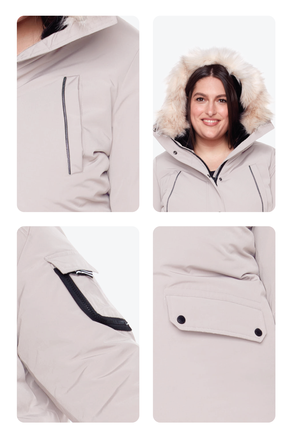 LAURENTIAN PLUS | WOMEN'S VEGAN DOWN (RECYCLED) LONG PARKA, TAUPE (PLUS SIZE)