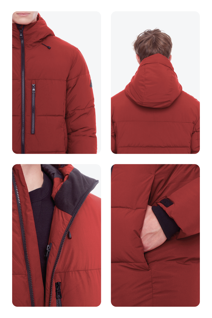 BANFF | MEN'S VEGAN DOWN (RECYCLED) MID-WEIGHT QUILTED PUFFER JACKET, DEEP RED