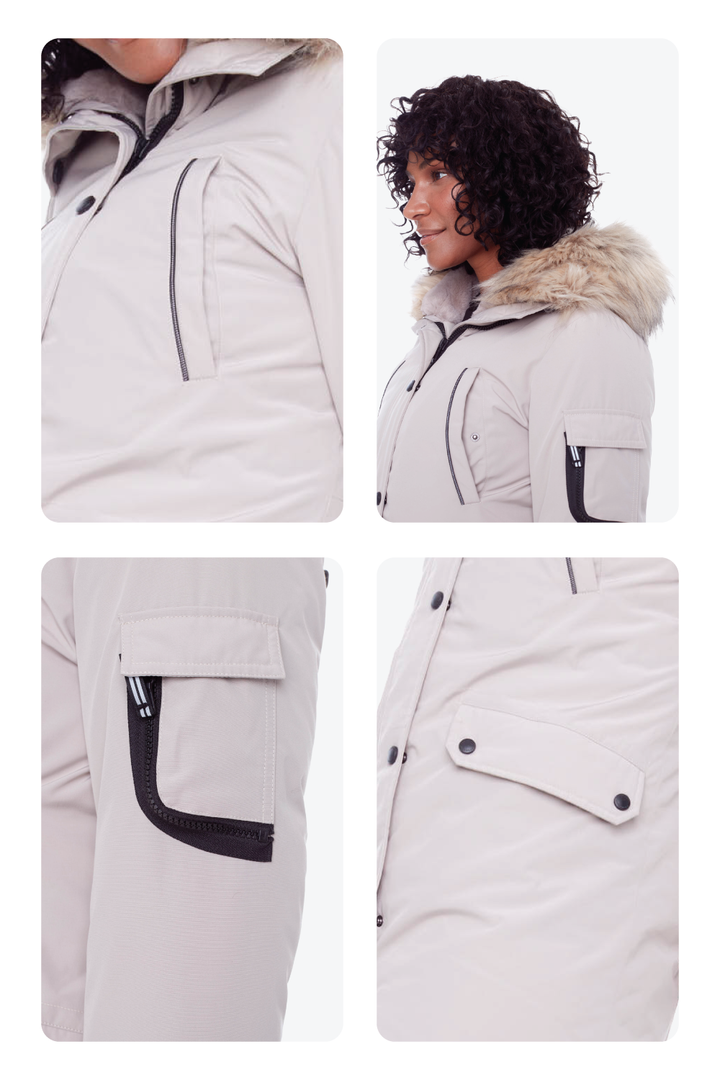 LAURENTIAN | WOMEN'S VEGAN DOWN (RECYCLED) LONG PARKA, TAUPE