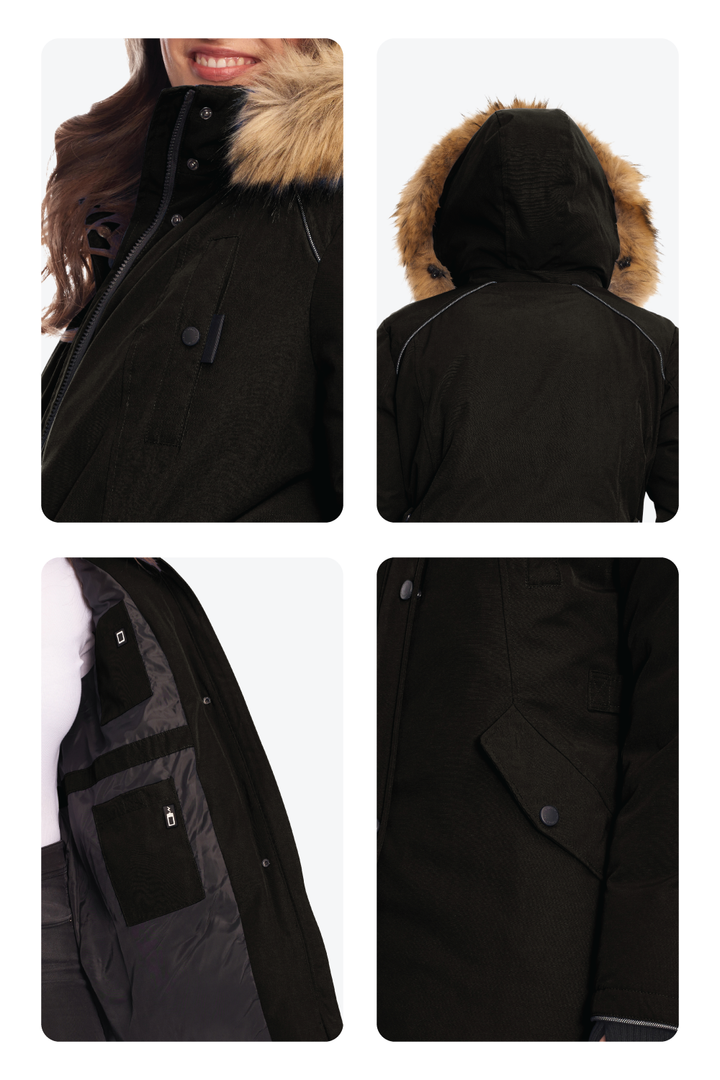 GLACIER PLUS | WOMEN'S VEGAN DOWN (RECYCLED) PARKA, BLACK (PLUS SIZE)