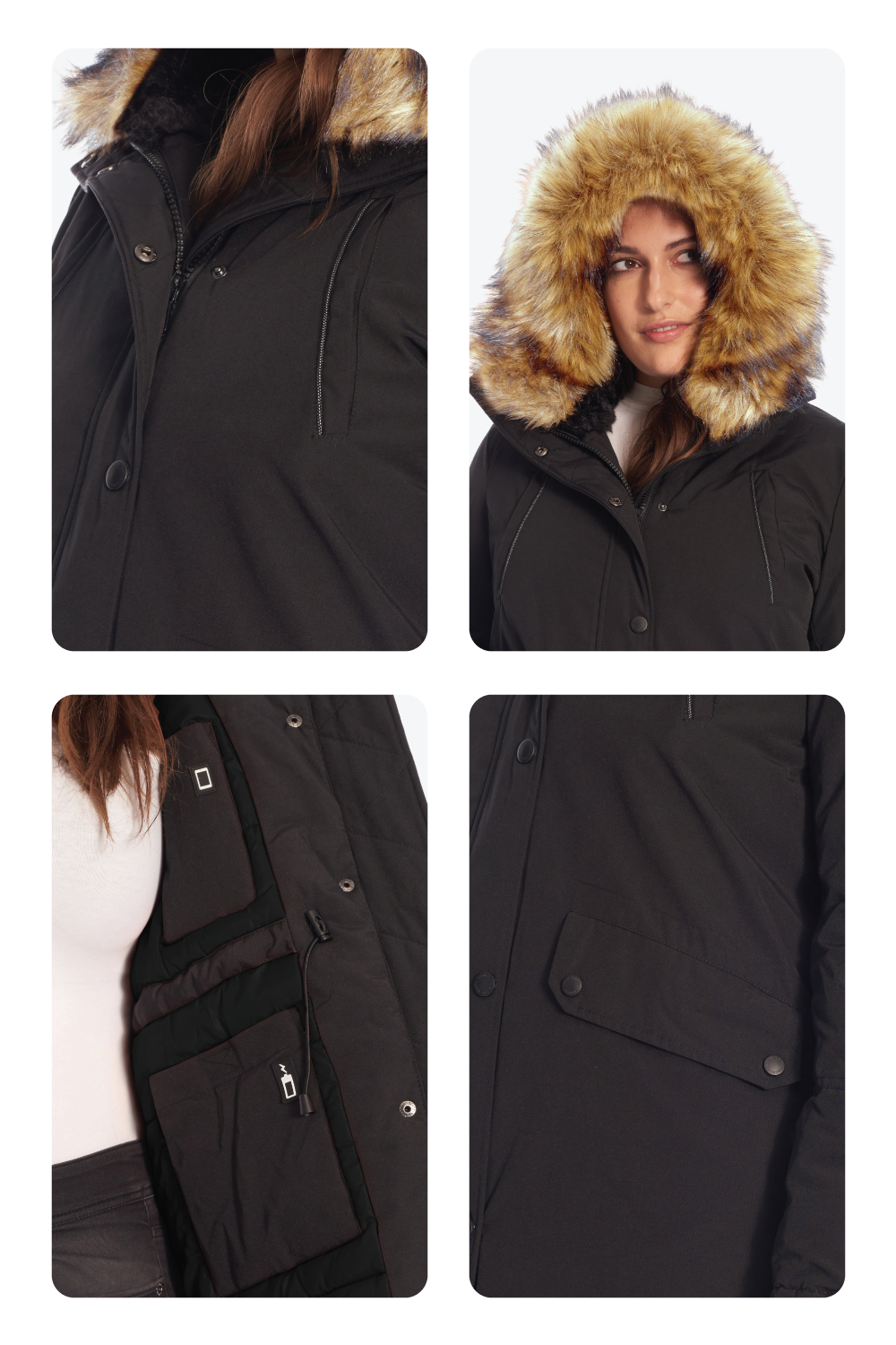 LAURENTIAN PLUS | WOMEN'S VEGAN DOWN (RECYCLED) LONG PARKA, BLACK (PLUS SIZE)