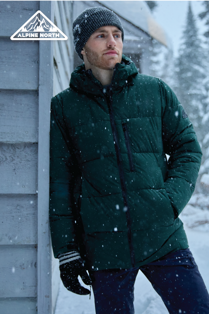 BANFF | MEN'S VEGAN DOWN (RECYCLED) MID-WEIGHT QUILTED PUFFER JACKET, DEEP GREEN