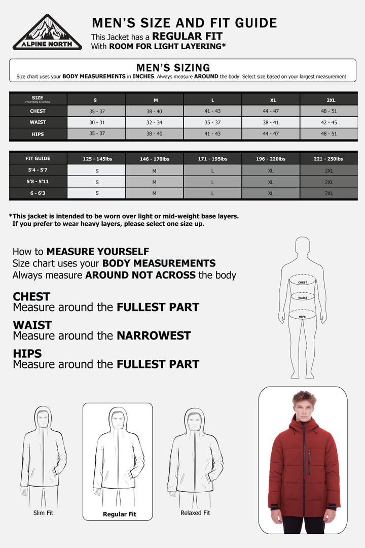 BANFF | MEN'S VEGAN DOWN (RECYCLED) MID-WEIGHT QUILTED PUFFER JACKET, DEEP RED