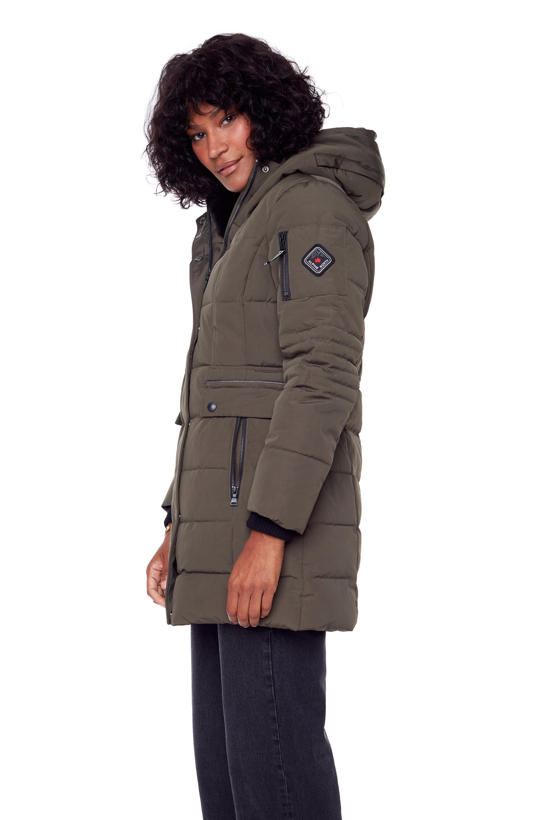 WOMEN'S VEGAN DOWN (RECYCLED) MID-LENGTH PARKA, OLIVE