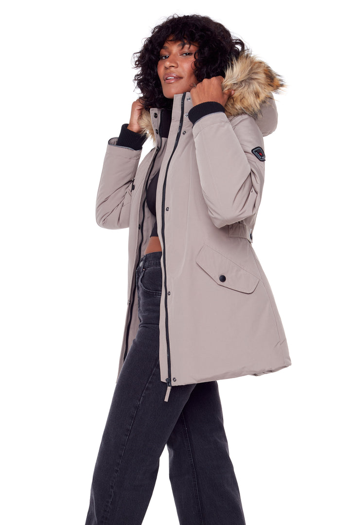 GLACIER | WOMEN'S VEGAN DOWN (RECYCLED) PARKA, TAUPE