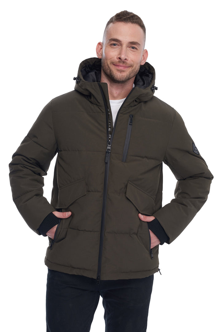 MEN'S VEGAN DOWN PUFFER JACKET, OLIVE