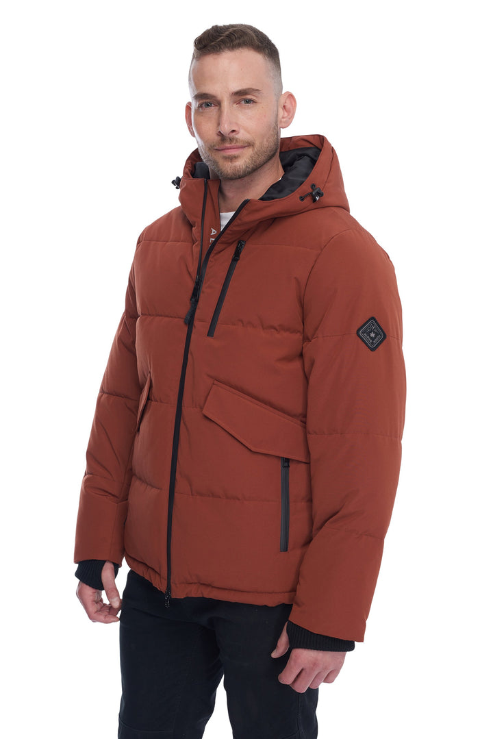 MEN'S VEGAN DOWN PUFFER JACKET, RUST