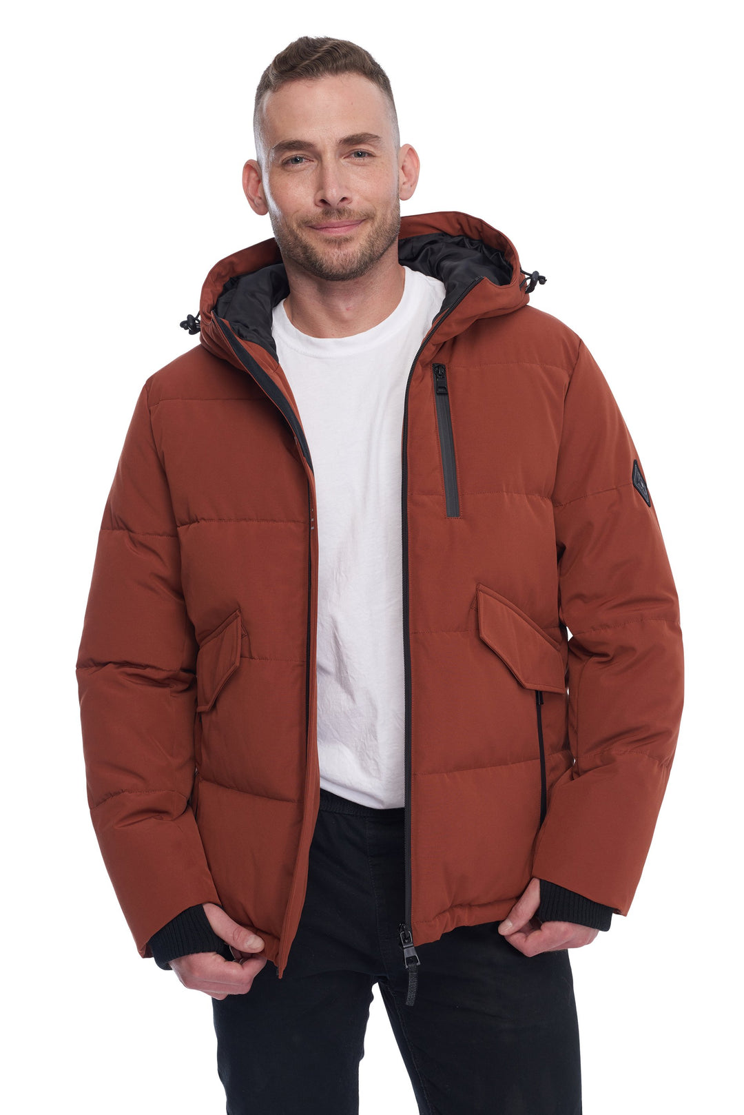 MEN'S VEGAN DOWN PUFFER JACKET, RUST
